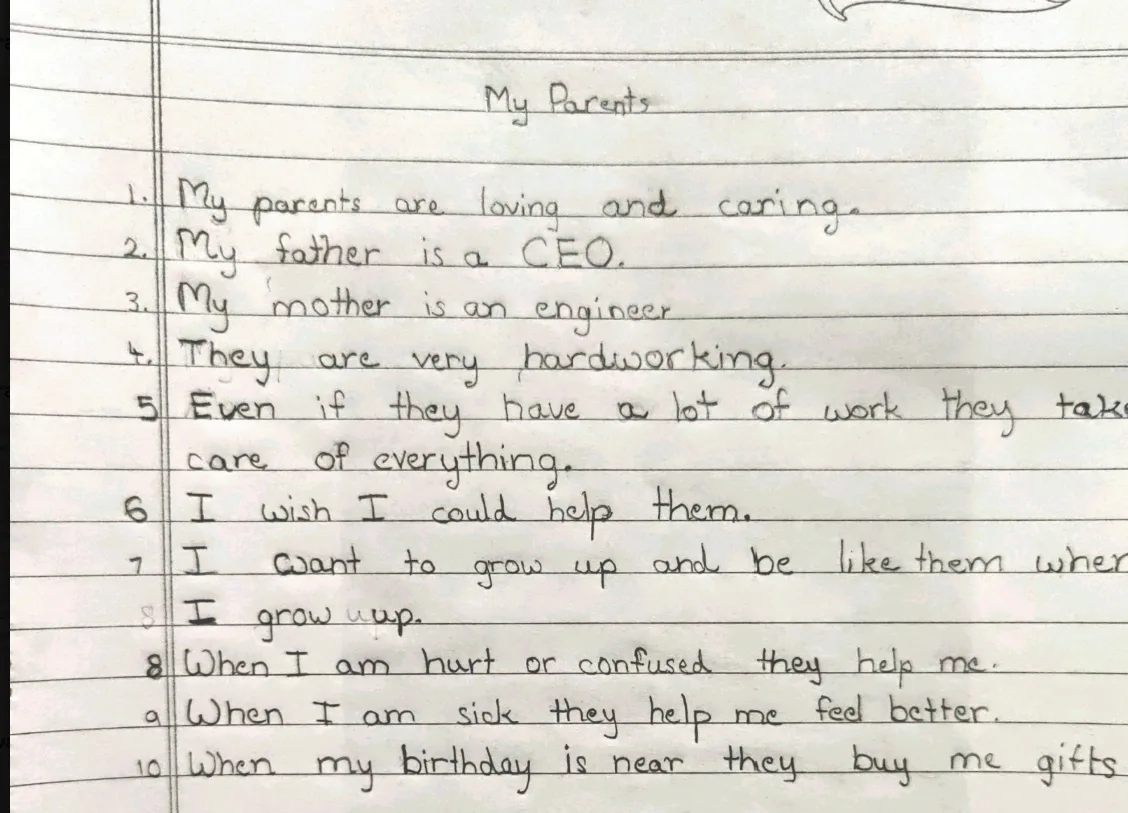 Handwriting Sample - Priya Patel